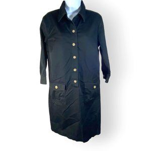 J. McLaughlin Womens 12 Midi Shirt Dress | Black | Cotton Stretch